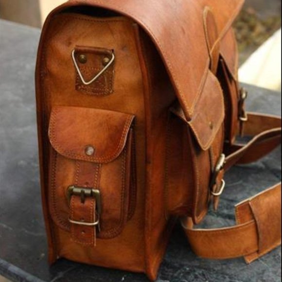 Vintage Full Grain Handmade Leather Messenger Bag - Briefcase -Computer Satchel - Picture 3 of 5